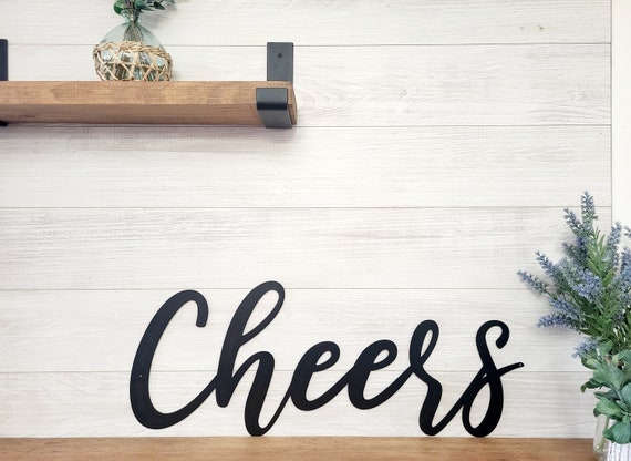 Cheers sign | Metal cheers sign | script cheers sign |  script font bar sign | steel cheers sign | bar decor | bar sign | cursive cheers
