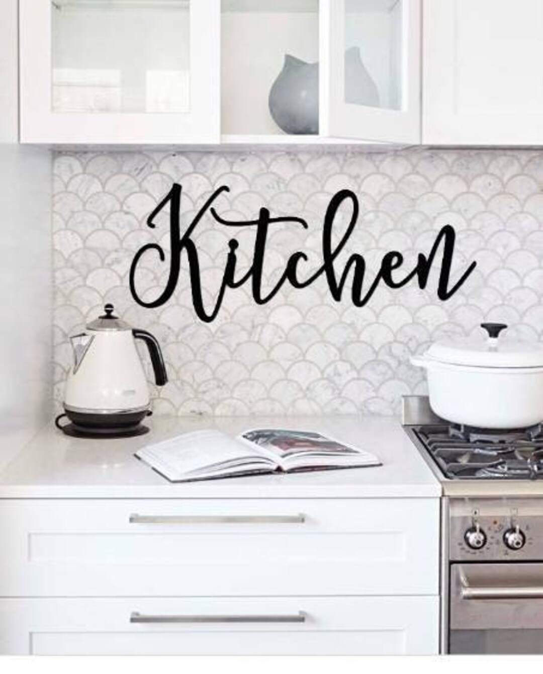 Kitchen Cursive Word Sign Farmhouse Style Kitchen Home Decor Metal Wall ...