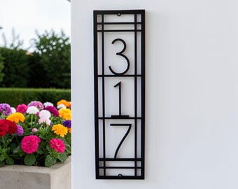Arts and Craft Address Sign | Craftsman Address Plaque | Mission Style Address Sign | Art and Craft House Numbers | Vertical Address Sign