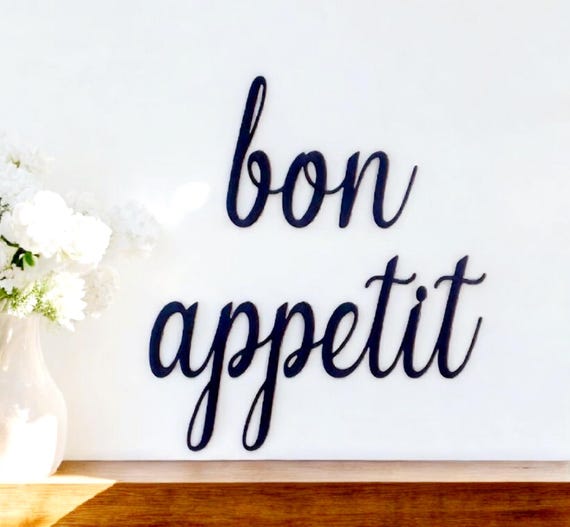 Bon Appetit Sign | Bon Appetit Metal Sign | Enjoy Your Meal  | Homemade Sign | French Kitchen Decor | Cursive Bon Appetit | Italian Kitchen