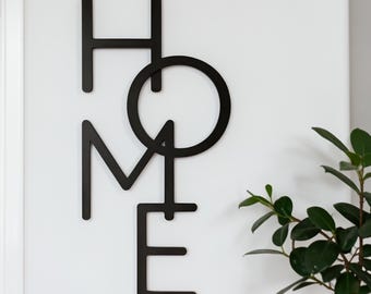 Vertical Metal Home Sign | Modern Entryway Wall Decor