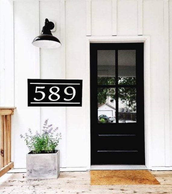 Modern Number Address Sign | Modern Home Address Sign | Horizontal Address Sign | Framed Address Number | Metal Address Sign | Metal Number