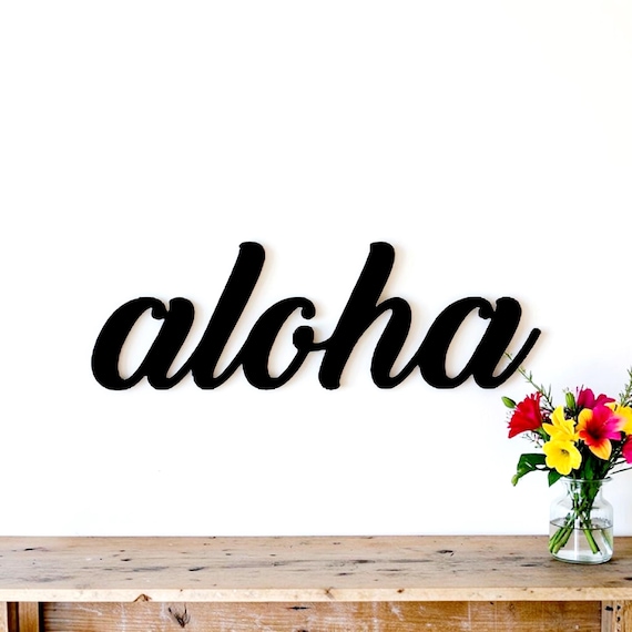 Aloha metal sign | world traveler home decor | cursive metal word sign | explorer sign | hawaii decor | beach decor | nautical beachhouse