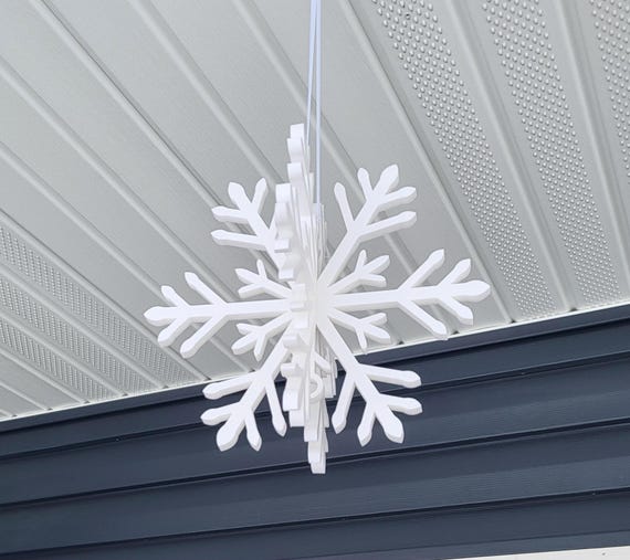 3D Snowflake Sign | Hanging Snowflake Ornament | Outdoor Winter Decor For Front Porch | Hanging Snowflake Sign | Ski Lodge Decor