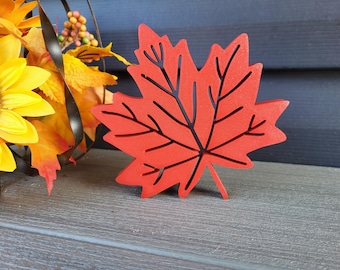 Freestanding Autumn Leaves Sign | Fall Leaf | Tier Tray  Decor | Cozy Fall Farmhouse Decor | Thick Autumn Sign | Desk Shelf Table Decor