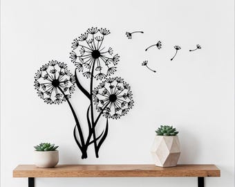 Metal Dandelion Sign Set | Dandelion With Flying Seeds | Nature Inspired Home Decor | Botanical Decor | Modern Minimalist Wall Art
