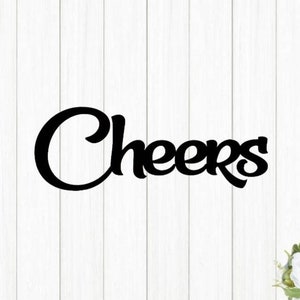 Cheers sign | metal cheers sign | script cheers sign |  script font bar sign | steel cheers sign | bar decor | bar sign | cursive cheers