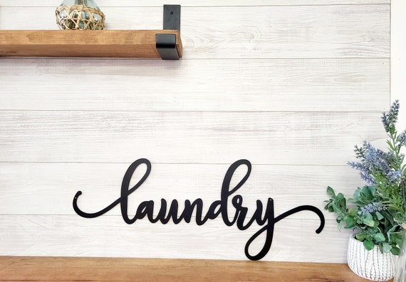Laundry Cursive Word Sign | Farmhouse Style Laundry | Home Decor | Metal Wall Art | Words | Gift | Housewarming | Laundry Room Sign