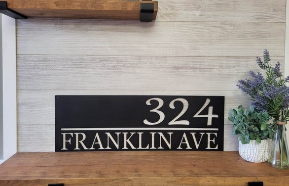 Large number address plaque | horizontal address sign | metal address sign | house number sign | modern industrial address | weatherproof