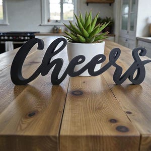 Free Standing Cheers Sign | Cursive Cheers Sign | Wood Cheers Sign | Farmhouse Style Home Decor | Script Cheers Sign | Kitchen Freestanding