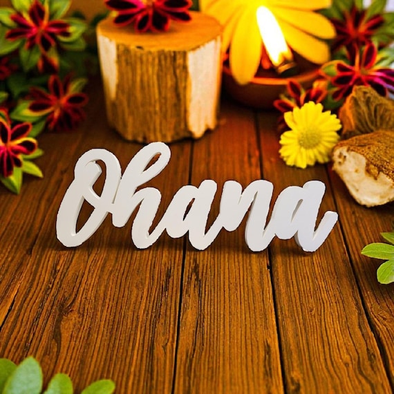 Ohana Sign | Wood Ohana Sign | Freestanding Ohana Sign | Hawaiian Decor | Traveler Decor | Cursive Wood Word Sign | Explorer Sign | Family