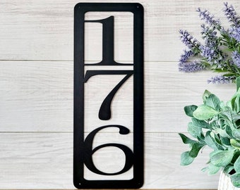 Large Number Address Plaque Metal Address Sign Vertical Address Sign House Number Sign Metal Address Weatherproof Sign Metal Art