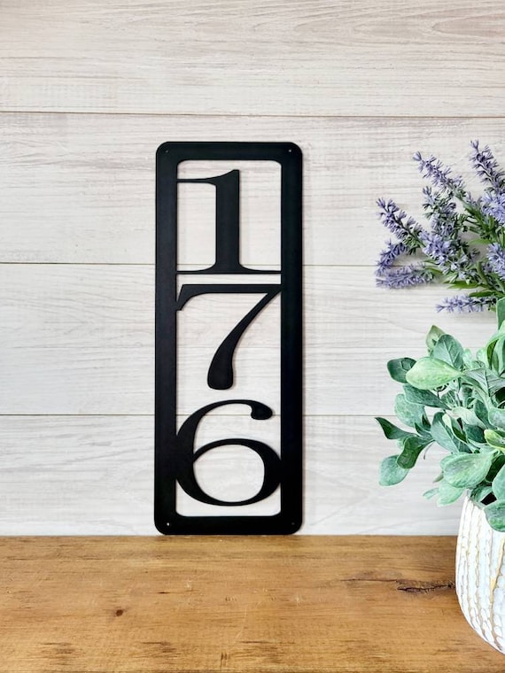 Large Number Address Plaque Metal Address Sign Vertical Address Sign House Number Sign Metal Address Weatherproof Sign Metal Art