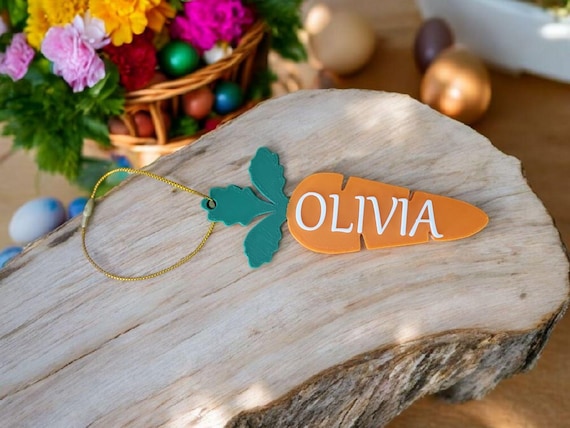 Easter Basket Name Tag | Personalized Carrot Name Tag | Kids Name Sign | Custom Name Sign | Gift Basket Name Tag Sign | 3D Easter Carrot Tag