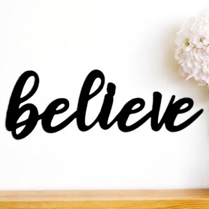 Believe metal sign | believe home decor | cursive metal word sign | cursive believe sign