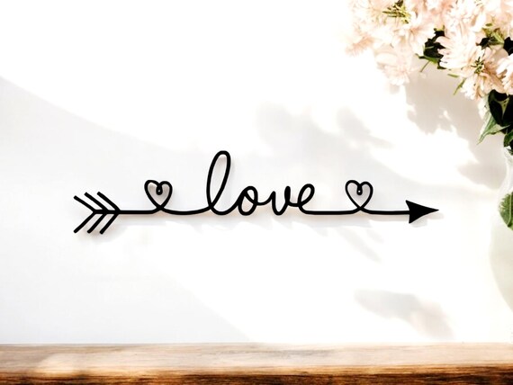 Love Metal Sign | Love Arrow  Sign | Love Metal Word | Cursive Love | Metal Love Sign | Rustic Word Art Sign | Metal Wall Art
