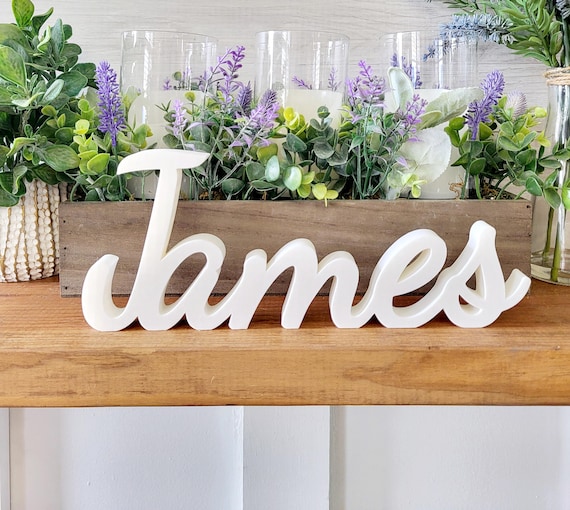 Freestanding Name Sign | Personalized Name Sign | Kids Room Sign | 3/4  Inch Thick Name Sign | Family Name Sign | Script Cursive Word Sign