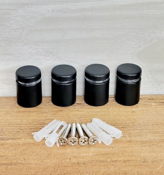 Black sign spacer standoff kit standoffs 3/4 x 3/4 inch large business signs metal address signs set of 4 brackets standoff  metal acrylic