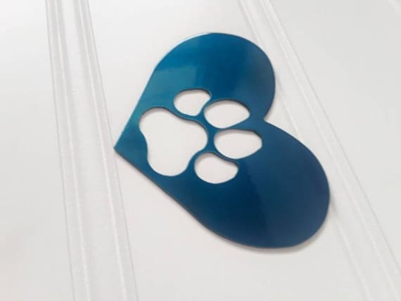 Dog paw ornament heart rustic steel love wood christmas tree ornaments holiday gift animal pet puppy pets mans best friend