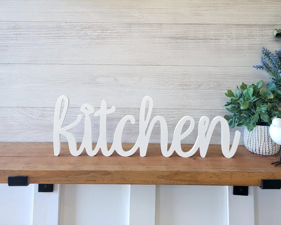 Free Standing Kitchen Sign | Cursive Kitchen Sign | Wood Kitchen Sign | Farmhouse Style Home Decor | Kitchen Script Sign | Script Kitchen