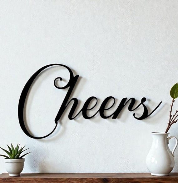 Cheers Sign | Metal Cheers Sign | Script Cheers Sign |  Script Font Bar Sign | Steel Cheers Sign | Bar Decor | Bar Sign | Cursive Cheers