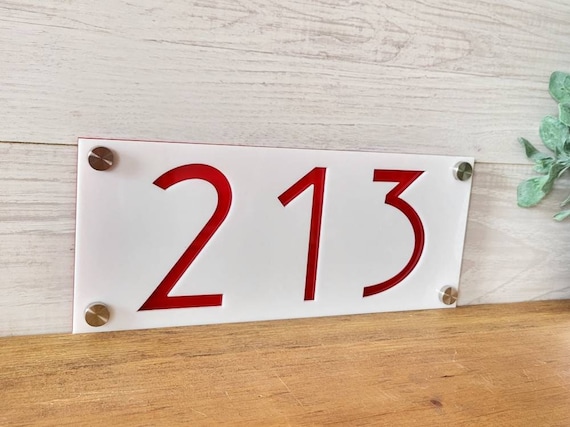 Modern house numbers | vertical address plaque | weatherproof address sign | layered acrylic address plaque | screw cap kit address sign