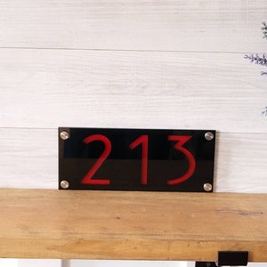 Modern house numbers | vertical address plaque | weatherproof address sign | layered acrylic address plaque | screw cap kit address sign