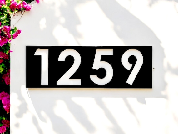 Large number address plaque | horizontal address sign | metal address sign | house number sign | modern industrial address | weatherproof
