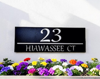 Large number address plaque | horizontal address sign | metal address sign | house number sign | modern industrial address | weatherproof