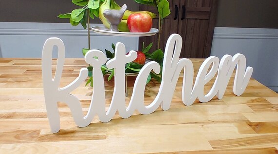 Free Standing Kitchen Sign | Cursive Kitchen Sign | Wood Kitchen Sign | Farmhouse Style Home Decor | Kitchen Script Sign | Script Kitchen