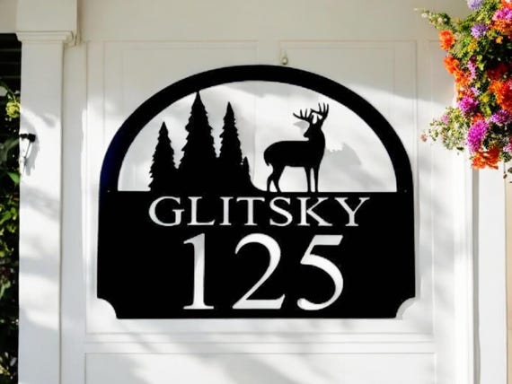 Personalized family name sign | deer address sign | weatherproof address sign | custom address | buck | house number plaque | christmas gift