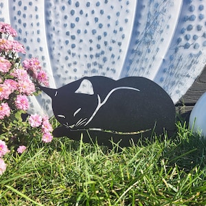 Black Cat Yard Stakes | Metal Cat Yard Sign | Black Cat Garden Sign  | Spooky Cats Sign | Halloween Yard Decor | Party Decor