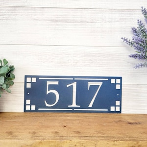 Arts and craft address sign | craftsman address plaque | mission style address sign | art and craft house numbers | horizontal address sign