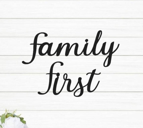Family First Sign | Metal Family First Sign | Family Sign | Picture Collage | Farmhouse Decor Recycled Steel Cursive Word