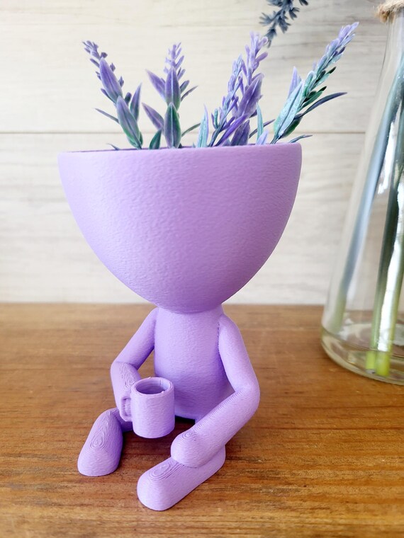 People Planter Pot | People with Coffee Cup Pot | People Thinker Plant Holder | Succulent Planter