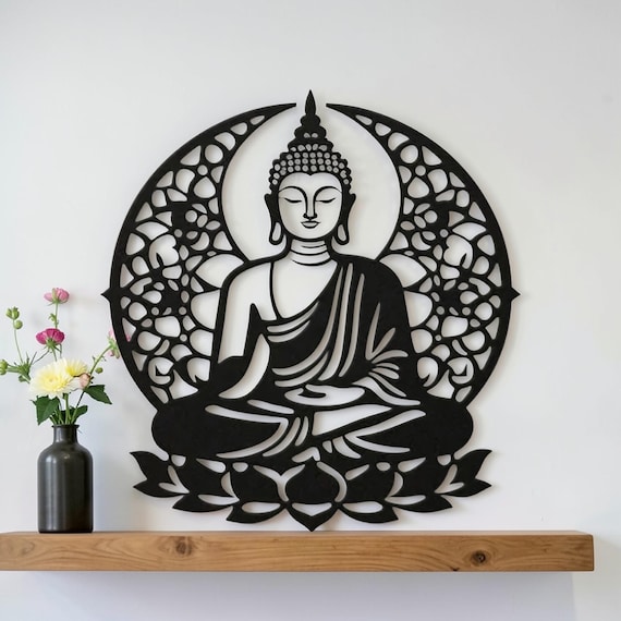 Buddah Lotus Sign | Mandala Flower Sign | Lotus Mandala Sign | Serenity Metal Wall Art | Modern Aestetic Metal Flower