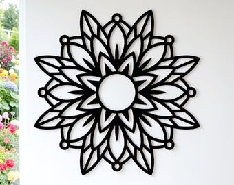 Mandala Flower Sign | Solar Flare Center Mandala Sign | Serenity Metal Wall Art | Modern Aestetic Metal Flower | Unique Indoor Outdoor Decor