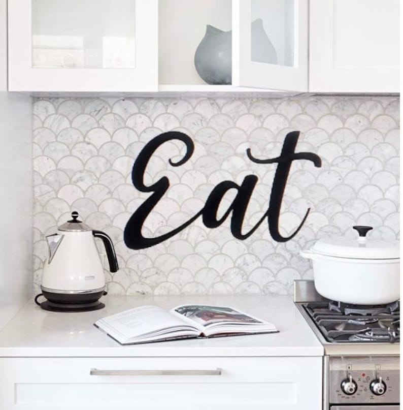Eat Script Sign |Recycled Steel Kitchen Sign Cursive Font Metal Eat Sign Dining Room Decor Cursive Metal Word Cursive Eat Sign