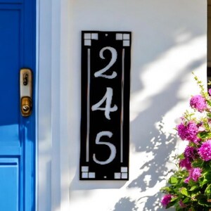 Arts and Craft Address Sign | Craftsman Address Plaque | Mission Style Address Sign | Art and Craft House Numbers | Vertical Address Sign