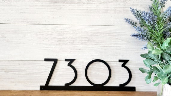 Mid Century Modern Number Address Sign | Modern Home Address Sign | Horizontal Address Sign | Framed Address Number | Metal Address Sign