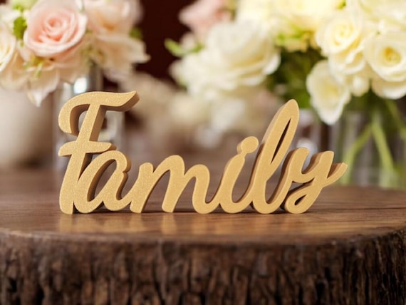 Freestanding Family Sign | Personalized Sign | 3/4 Inch Thick Family Name Sign | Script Cursive Word Sign | 3D Family Sign | Wedding Gift