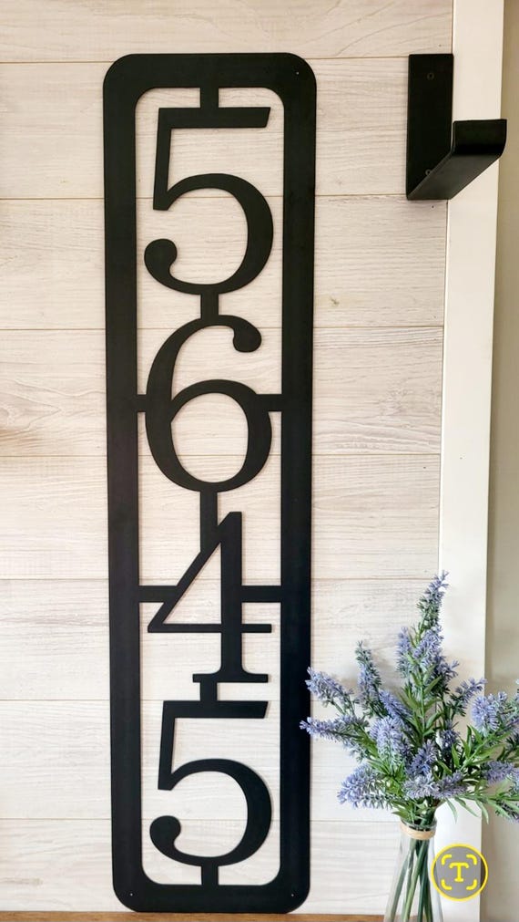Modern address plaque metal address sign vertical address sign modern house number sign modern industrial metal address weatherproof sign