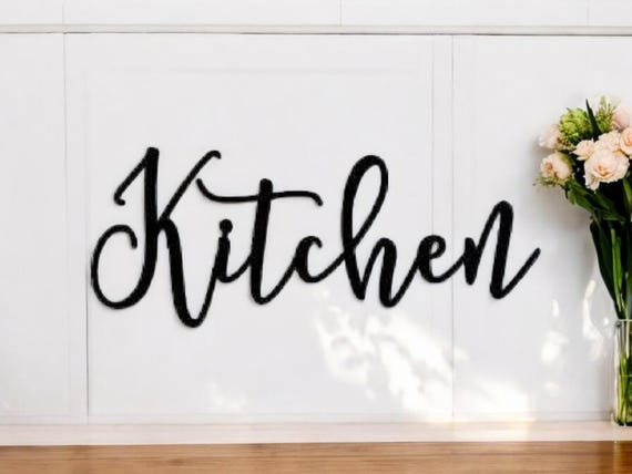 Kitchen cursive word sign farmhouse style kitchen home decor metal wall art  words wedding gift housewarming kitchen decor sign
