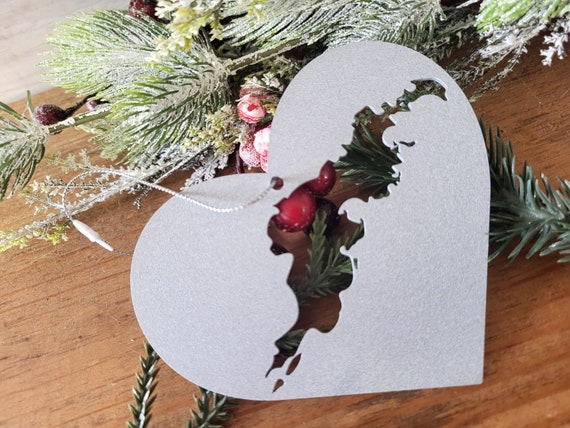 Tortola island steel heart ornament rustic metal decoration virgin islands travel vacation keepsake wedding honeymoon favor island beach