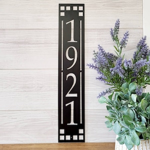 Arts and craft address sign | craftsman address plaque | mission style address sign | art and craft house numbers | vertical address sign
