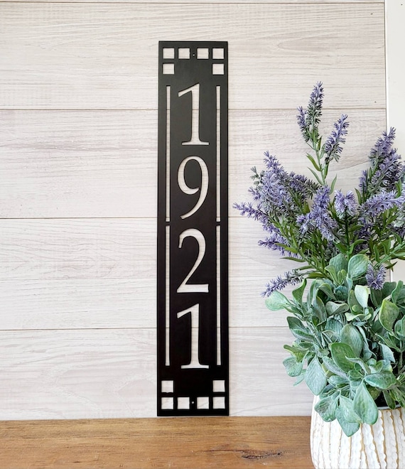 Arts and craft address sign | craftsman address plaque | mission style address sign | art and craft house numbers | vertical address sign