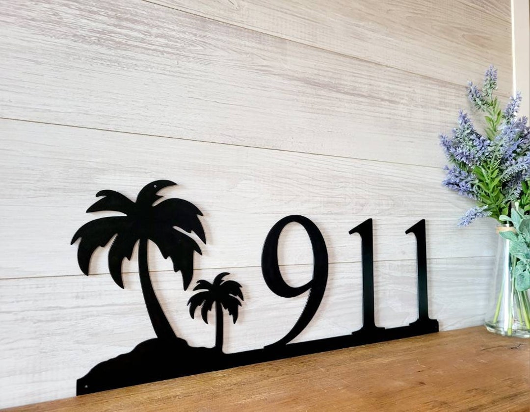 Palm Tree Address Sign Horizontal Address Sign Beach House Decor Beach