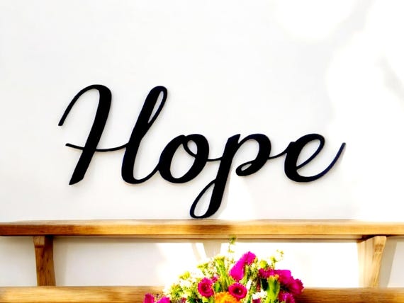 Hope metal sign |love sign | hope metal word | cursive hope  |metal hope home sign | wall decor | metal wall art | script word sign