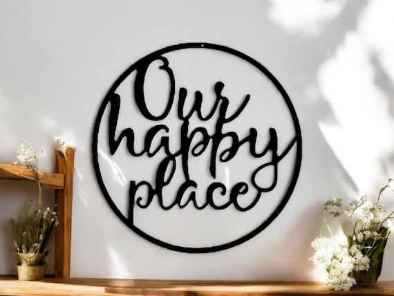 Our Happy Place Sign | Our Nest Sign | Spring Door Hanger | Welcome Sign | Pool And Patio Decor | Round Door Hanger |Summer Door Hanger