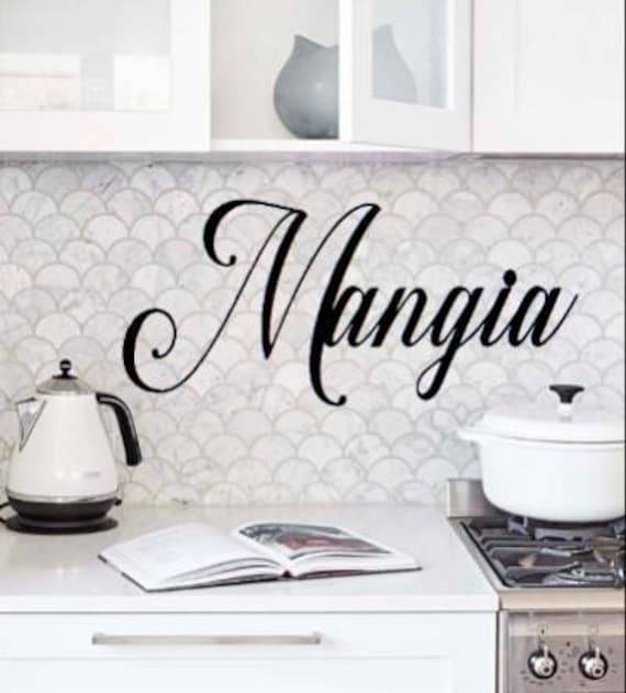 Mangia sign | mangia metal sign | eat sign | mangia tutti | kitchen sign| dining room decor | cursive metal word | script recycled steel